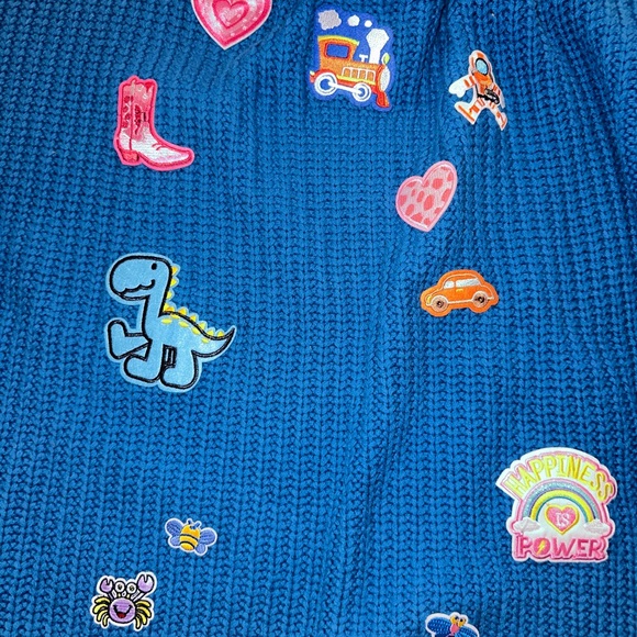 FREE PEOPLE Size M Oversized Sweater Swim Too Deep Mykonos Blue CUSTOMIZED - Picture 4 of 15